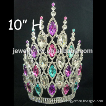 wholesale Fashion metal tall pageant full rhinestone hair ornaments